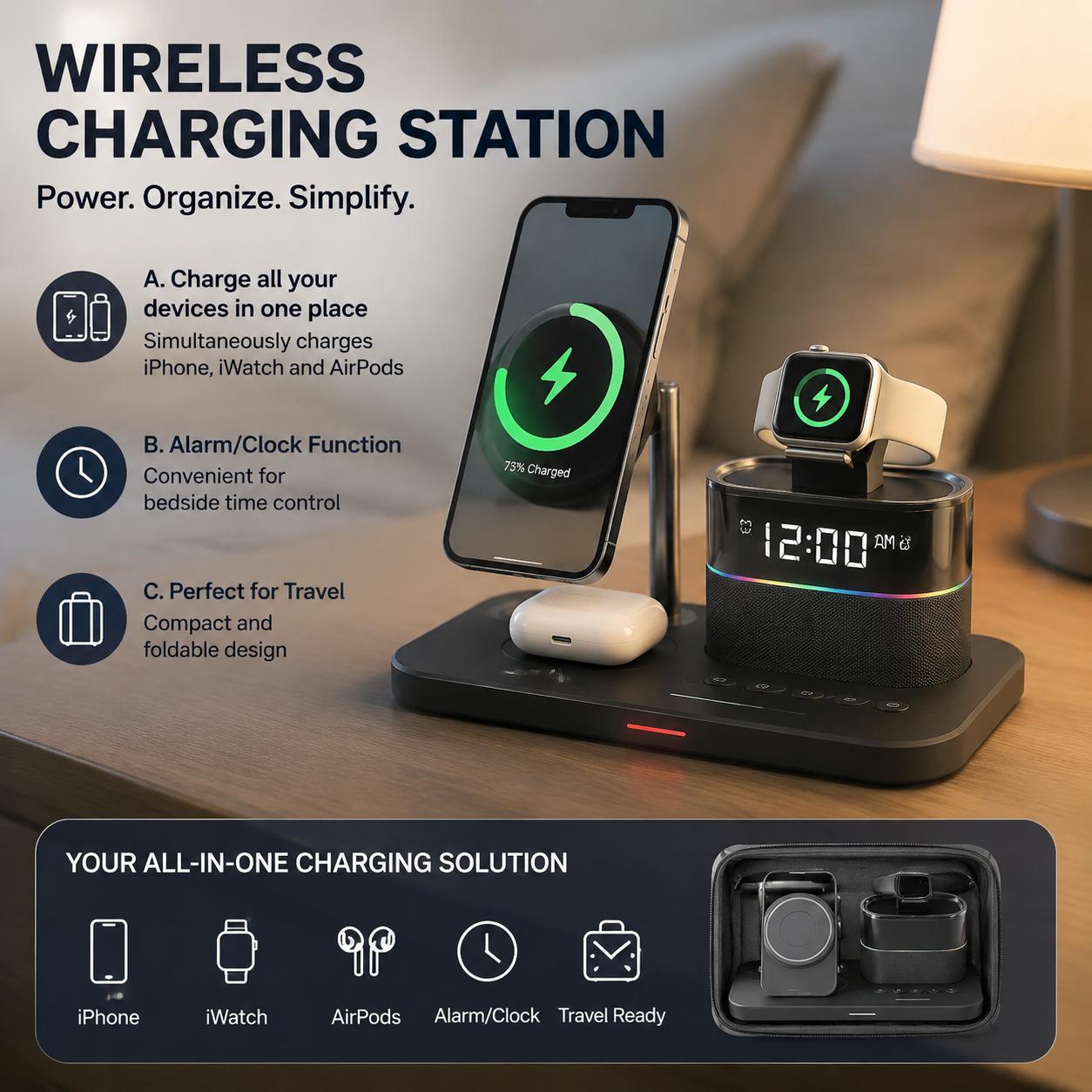 Desk Charging Station - Magnetisch draadloos oplaadstation voor telefoonseries 12
