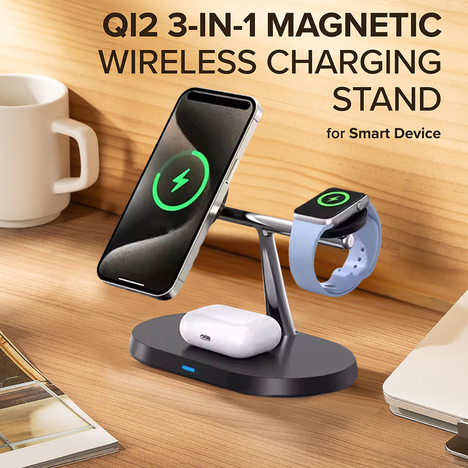 Desk Charging Station - 3-in-1 Magnetische Draadloze Oplaadstandaard voor MagSafe