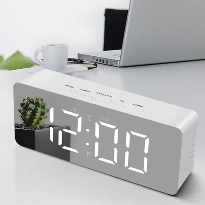 Home Office Alternative - Digitale wekker LED elektronische desktopklok met