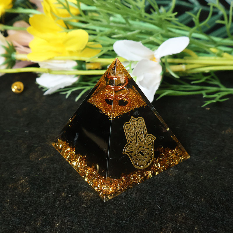 Home Office For - Hamsa Hand Hars Kristal Piramide Zwarte