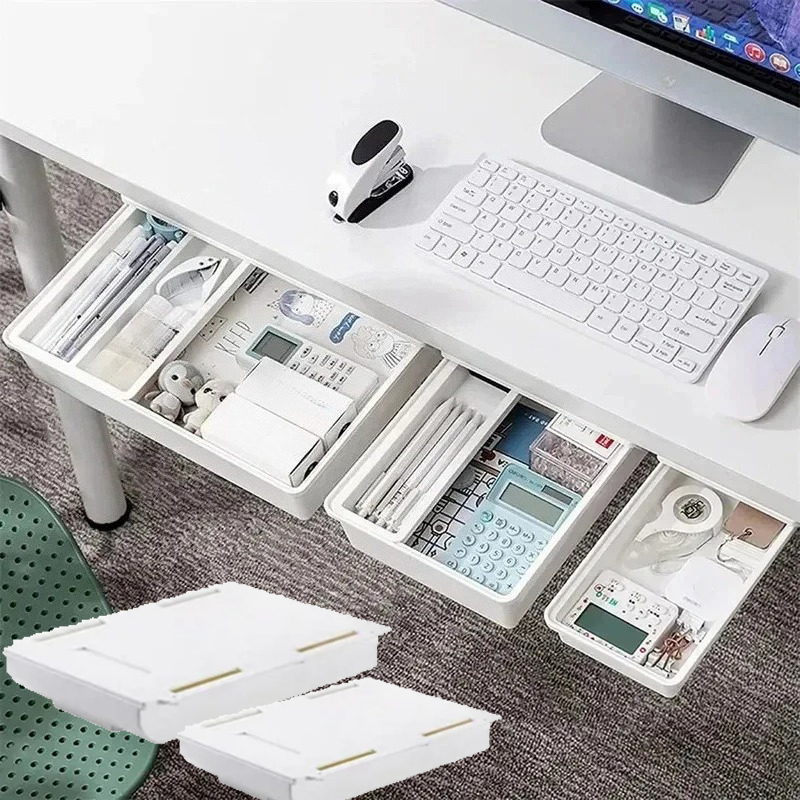 Home Office Desk With Drawers - Verborgen opbergdoos Zelfklevende opberglade Onder het