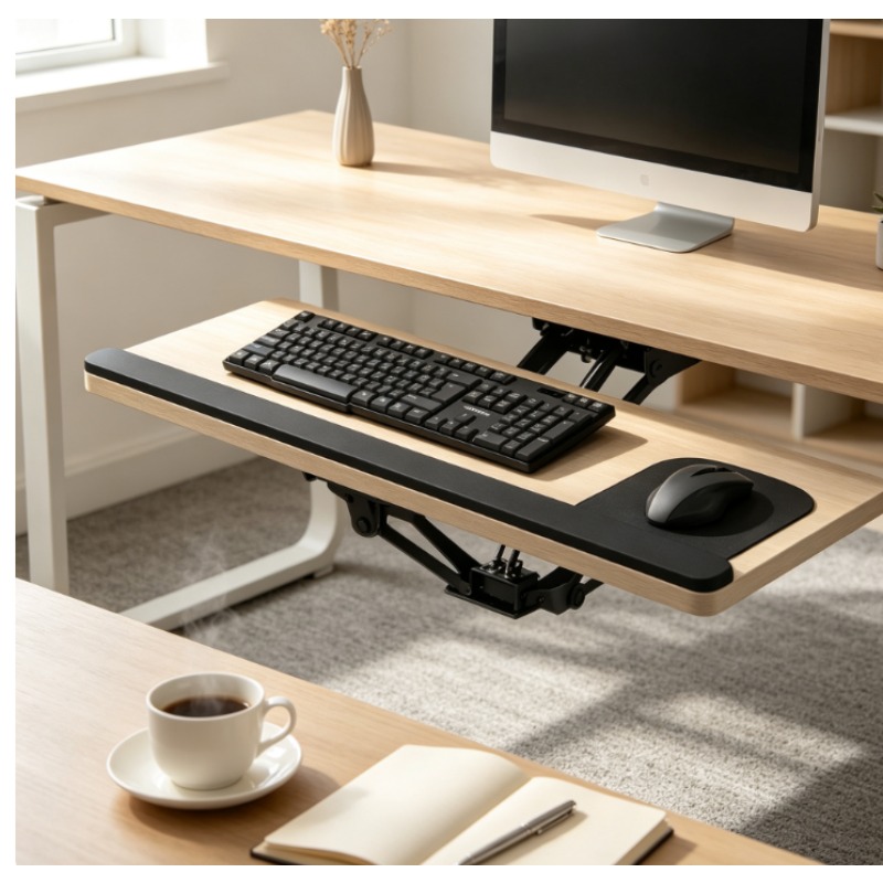 Home Office Desk With Drawers - Toetsenbordlade onder bureau, schuiflade met muismat,
