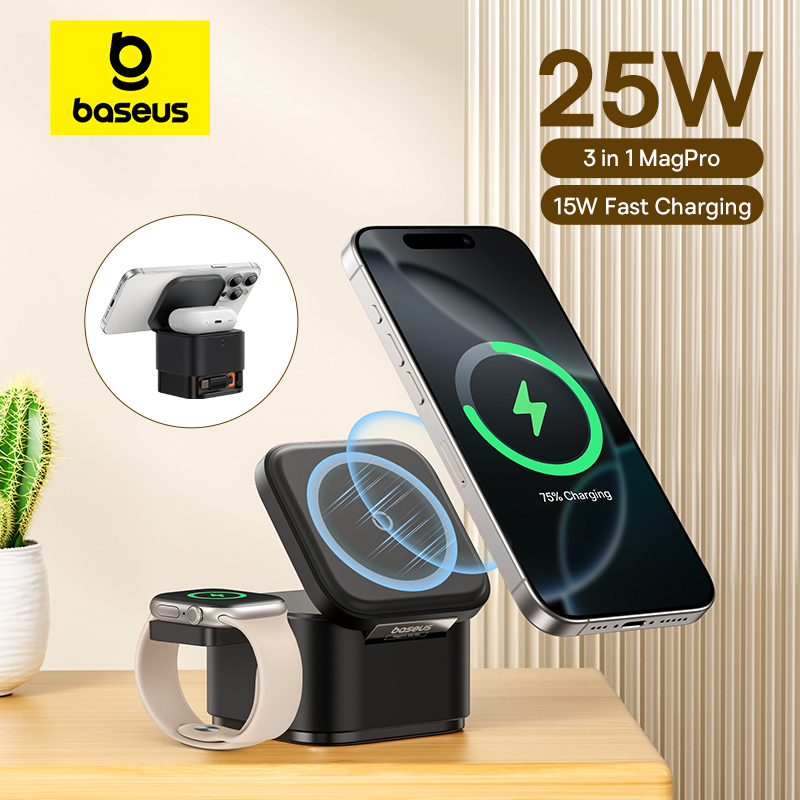 Desk Charging Station - Baseus 3 in 1 Magnetische Draadloze