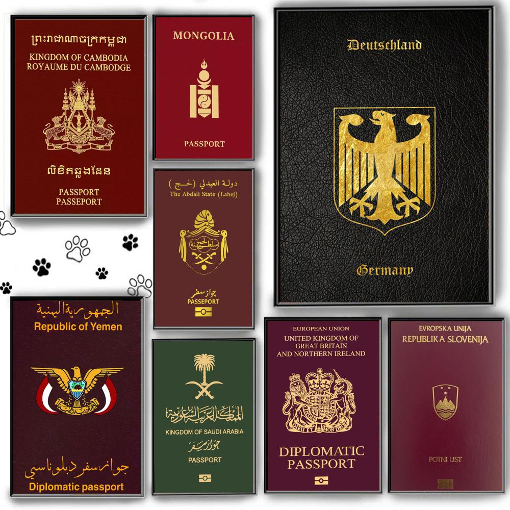 Home Office Passport - Dieprode paspoortenposter met achtergrond, zelfklevende HD