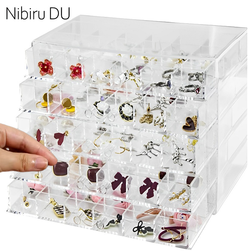 File Cabinet Drawer - Transparante Sieraden Opbergdoos 72/79/120 Roosters Meerlaags