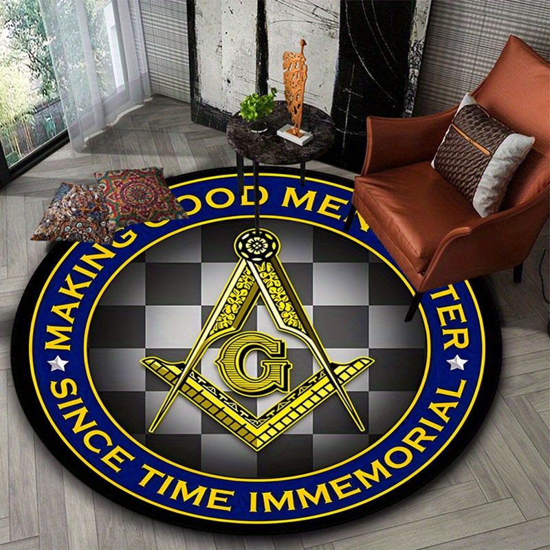 Home Office Rug - Vrijmetselaar Vierkant Kompas G Logo Rond