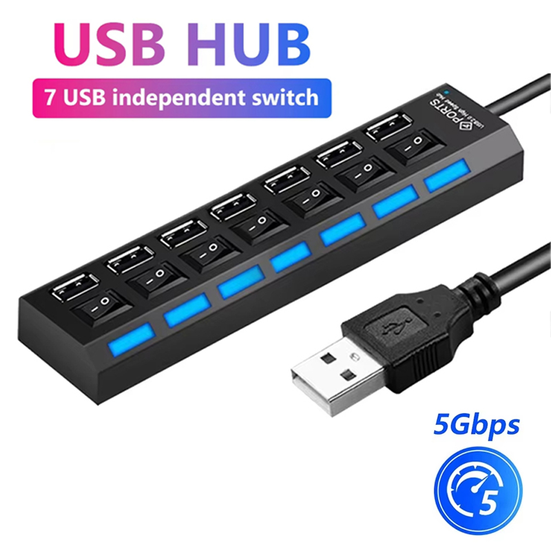 Home Office Laptop - 7-poorts USB 2.0 hubsplitter voor laptopcomputeraccessoires
