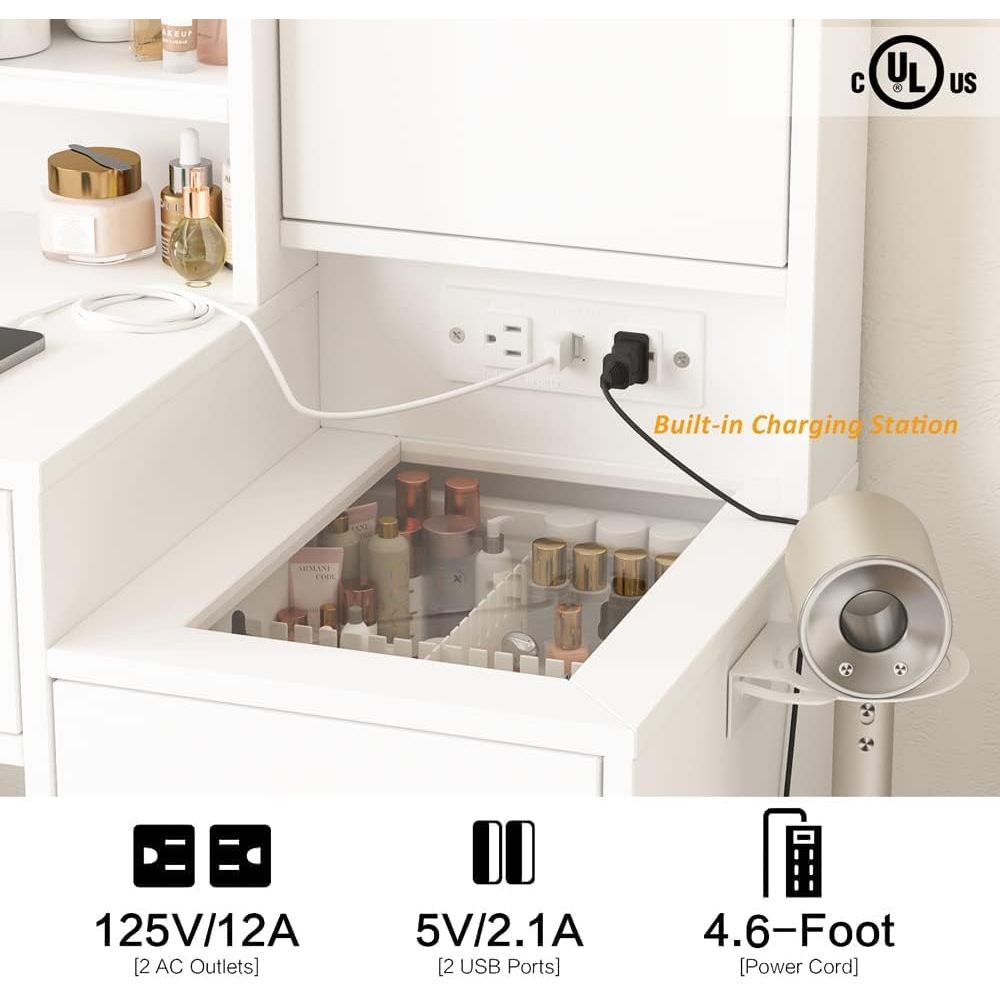 Vabches Witte Kaptafel met Spi - Desk Charging Station recensie en prijs