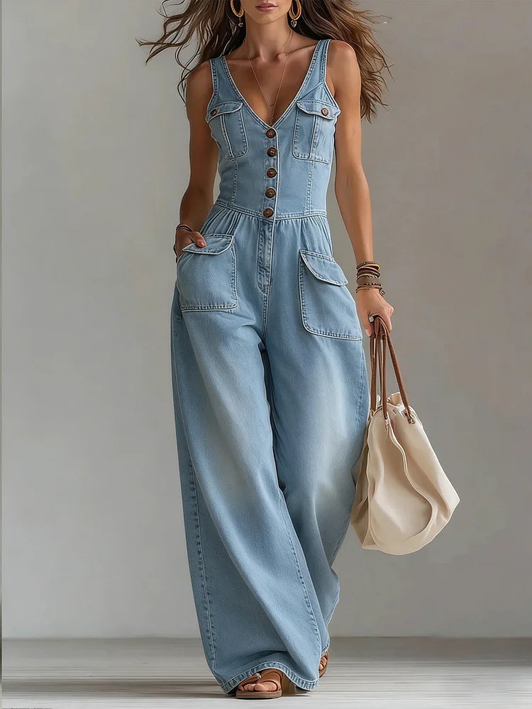 Damesmode denim jumpsuit, mouw - Home Office Romance recensie en prijs
