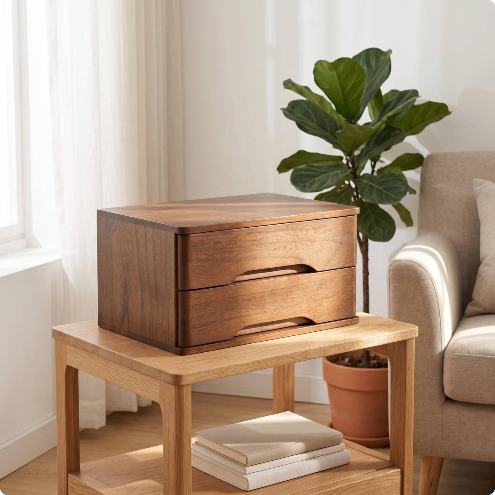 Houten bureau-ladekast met geb - Home Office Desk With Drawers recensie en prijs