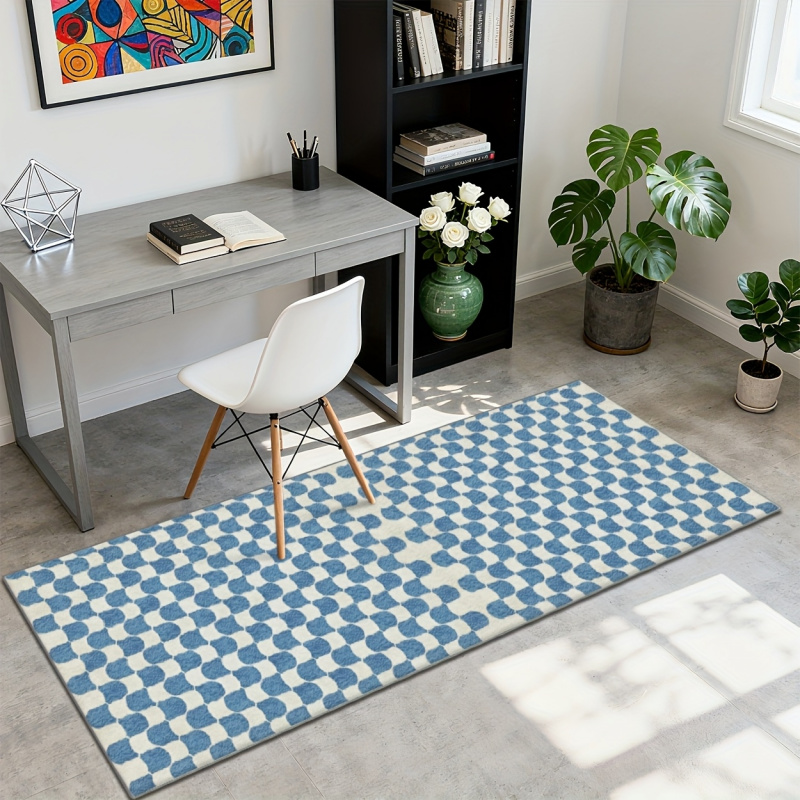 VIKAMA blauw en wit geruit vlo - Home Office Rug recensie en prijs