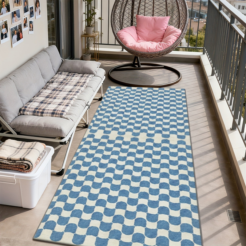 VIKAMA blauw en wit geruit vlo - Home Office Rug recensie en prijs