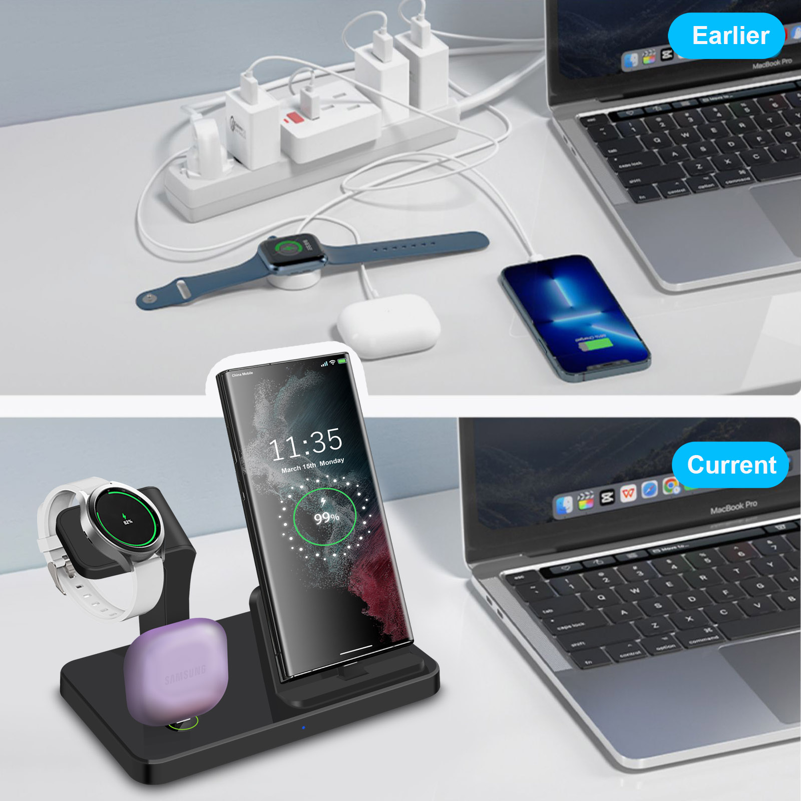 3-in-1 Type C-poort draadloze  - Desk Charging Station recensie en prijs