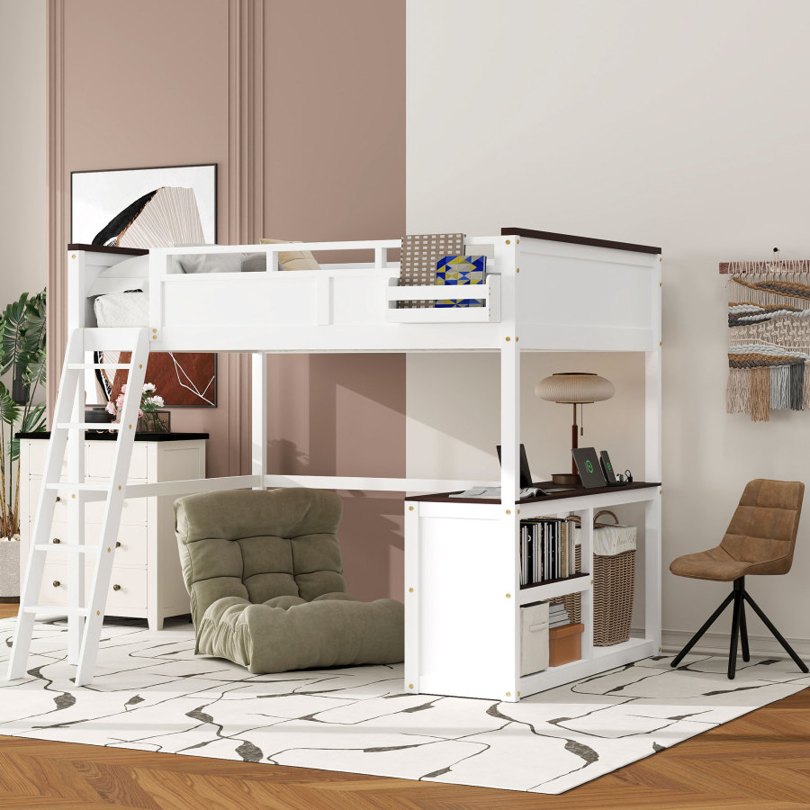 Queensize hoogslaper met burea - Desk Charging Station recensie en prijs