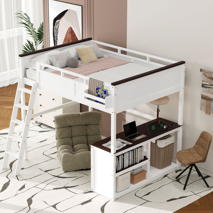 Queensize hoogslaper met burea - Desk Charging Station recensie en prijs
