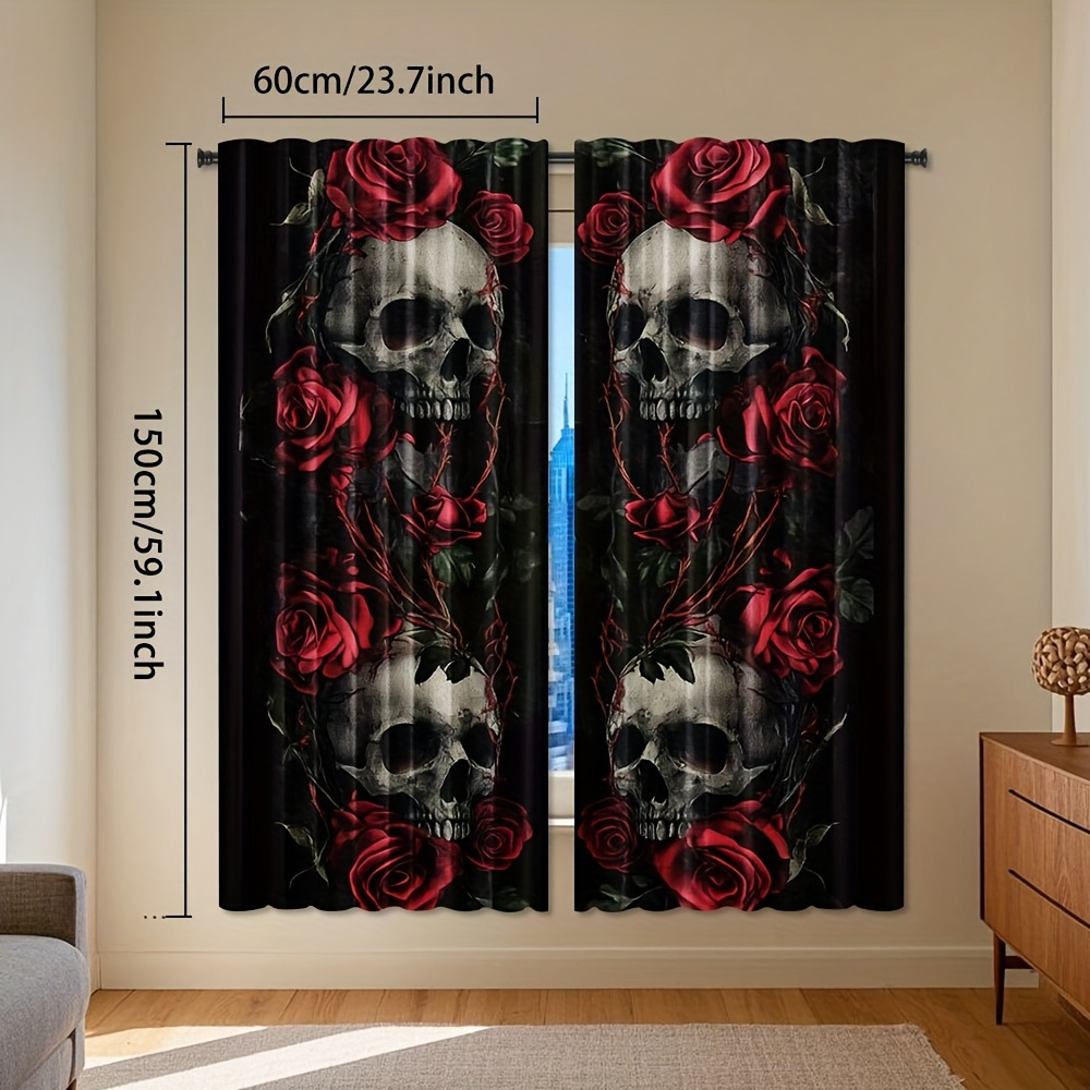 Gotische Skull Rose-gordijnen  - Home Office Alternative recensie en prijs