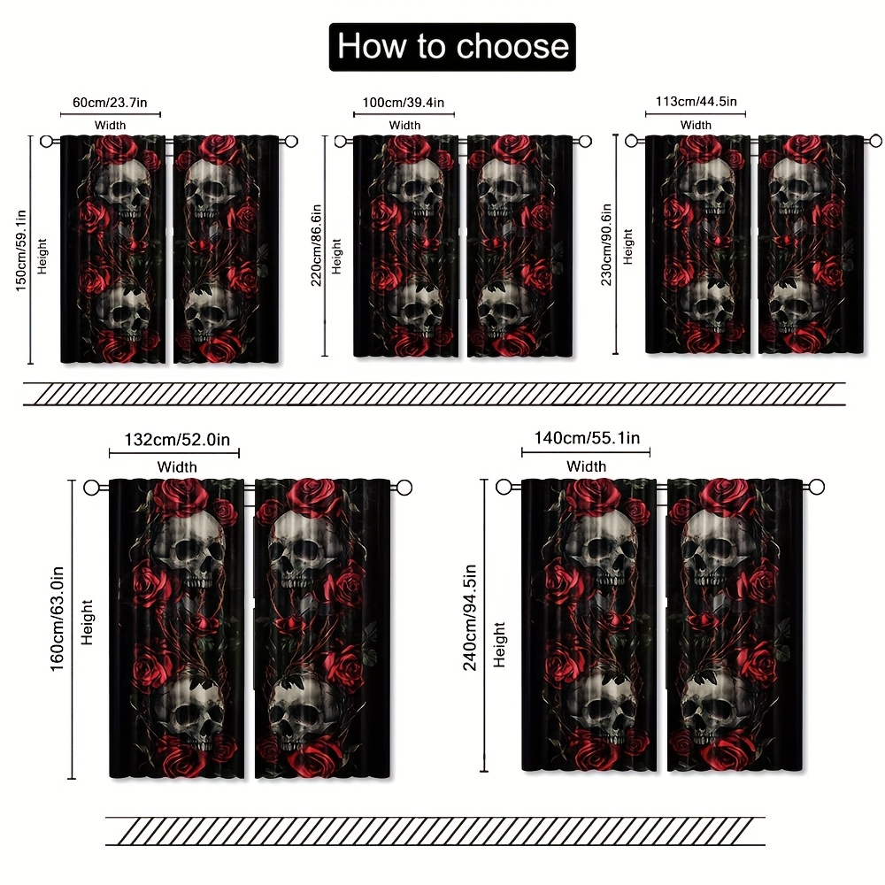 Gotische Skull Rose-gordijnen  - Home Office Alternative recensie en prijs