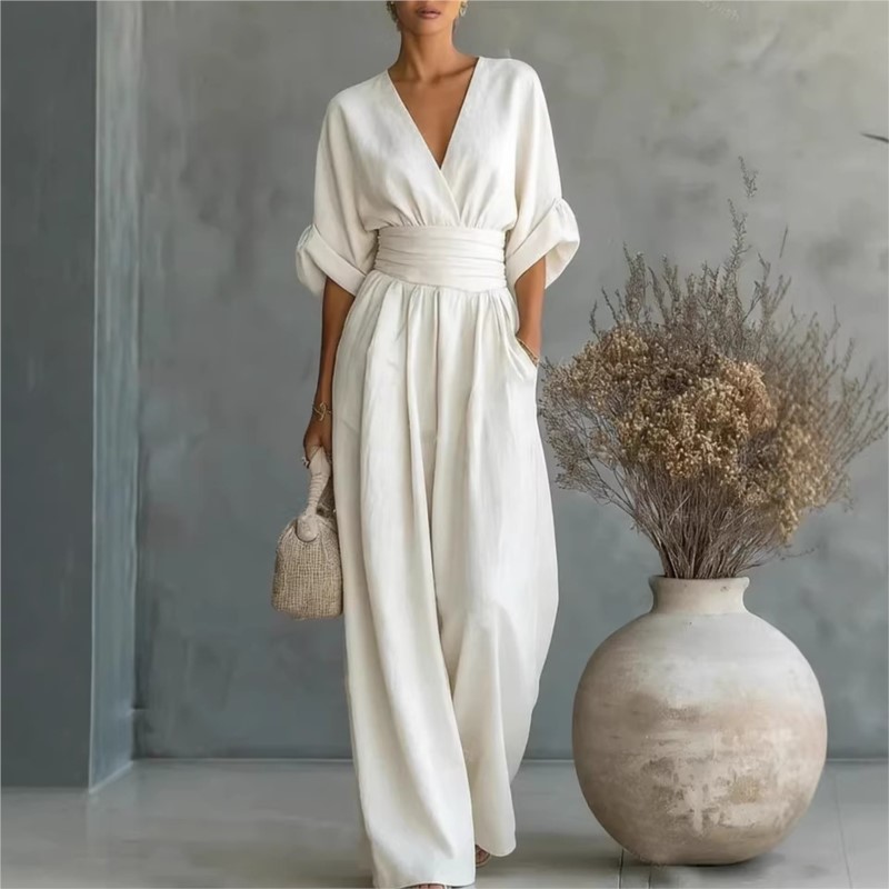 Zomerse sexy jumpsuit met diep - Home Office Romance recensie en prijs