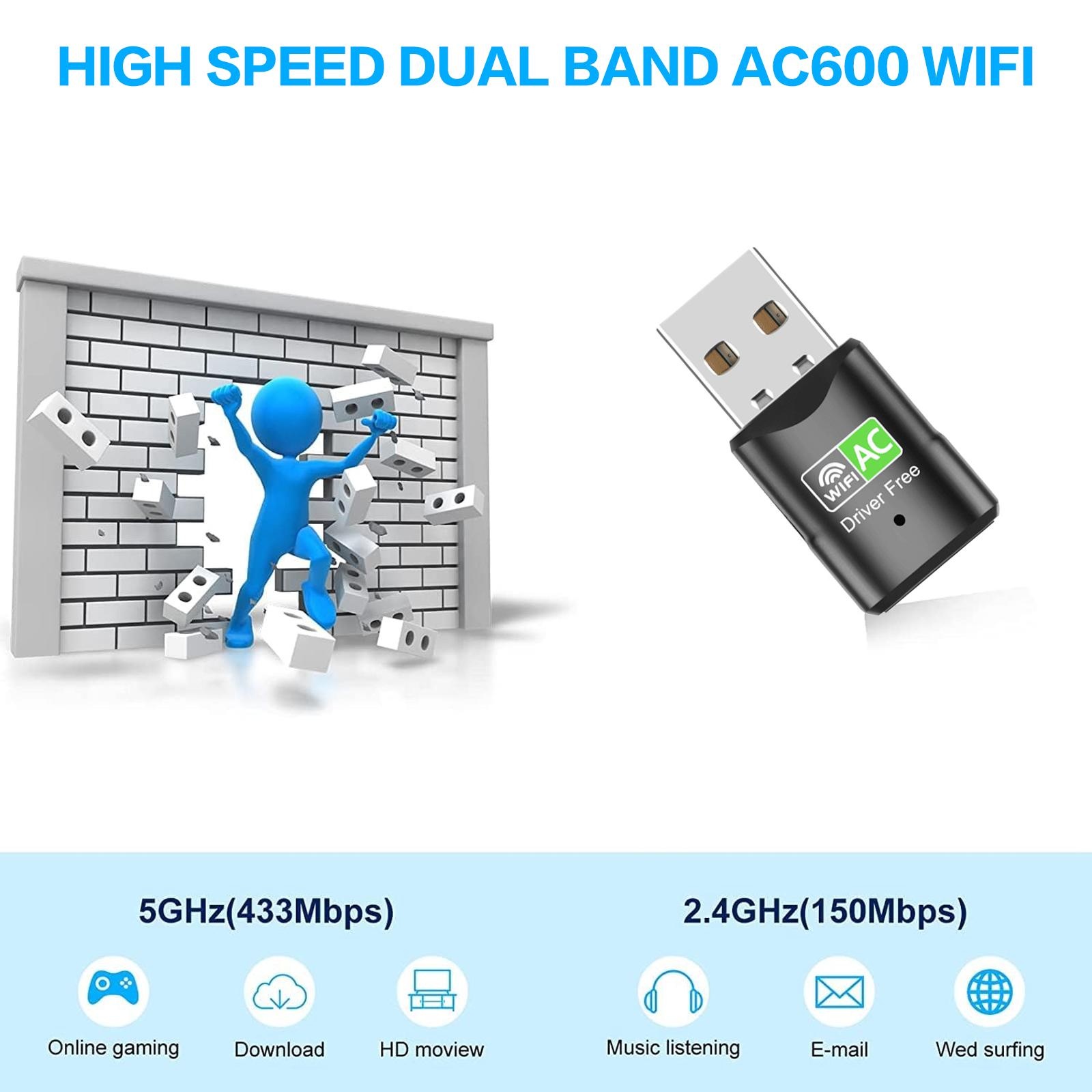 AC600 USB WiFi-adapter, dual-b - Home Office Laptop recensie en prijs