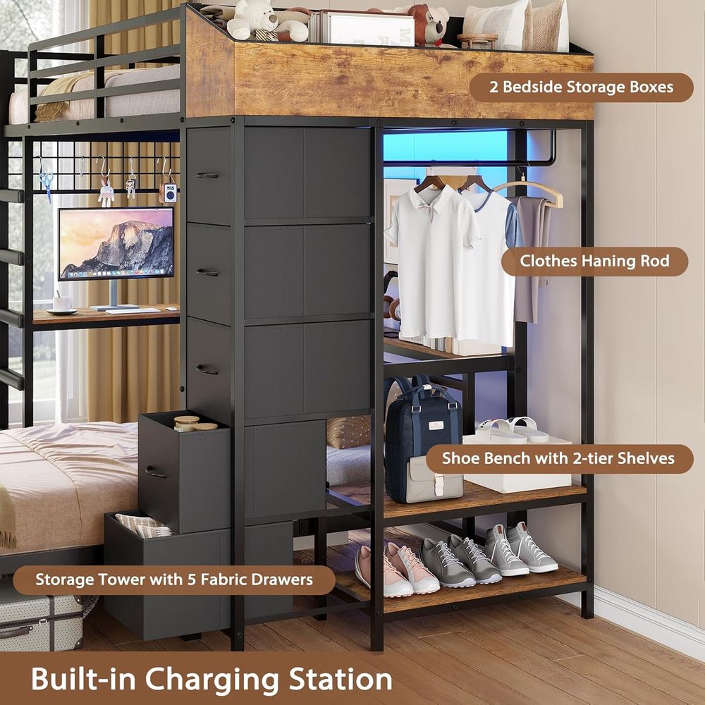 Twin-over-twin stapelbed met g - Desk Charging Station recensie en prijs